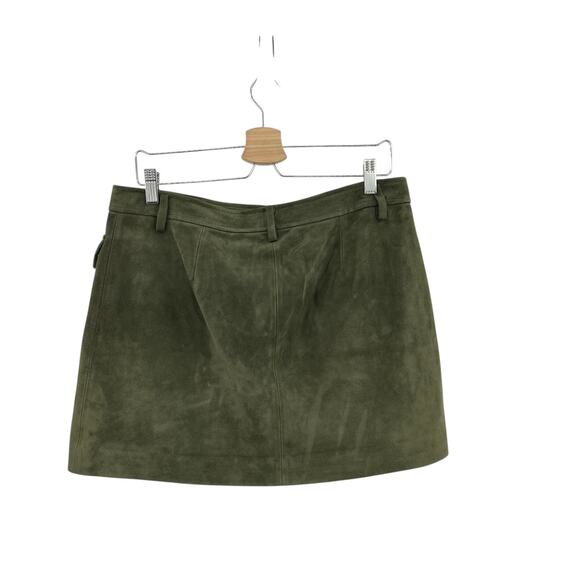 Theory Lupah Suede Mini Skirt Goat Leather‎ Army Green Size 8 - Picture 7 of 12